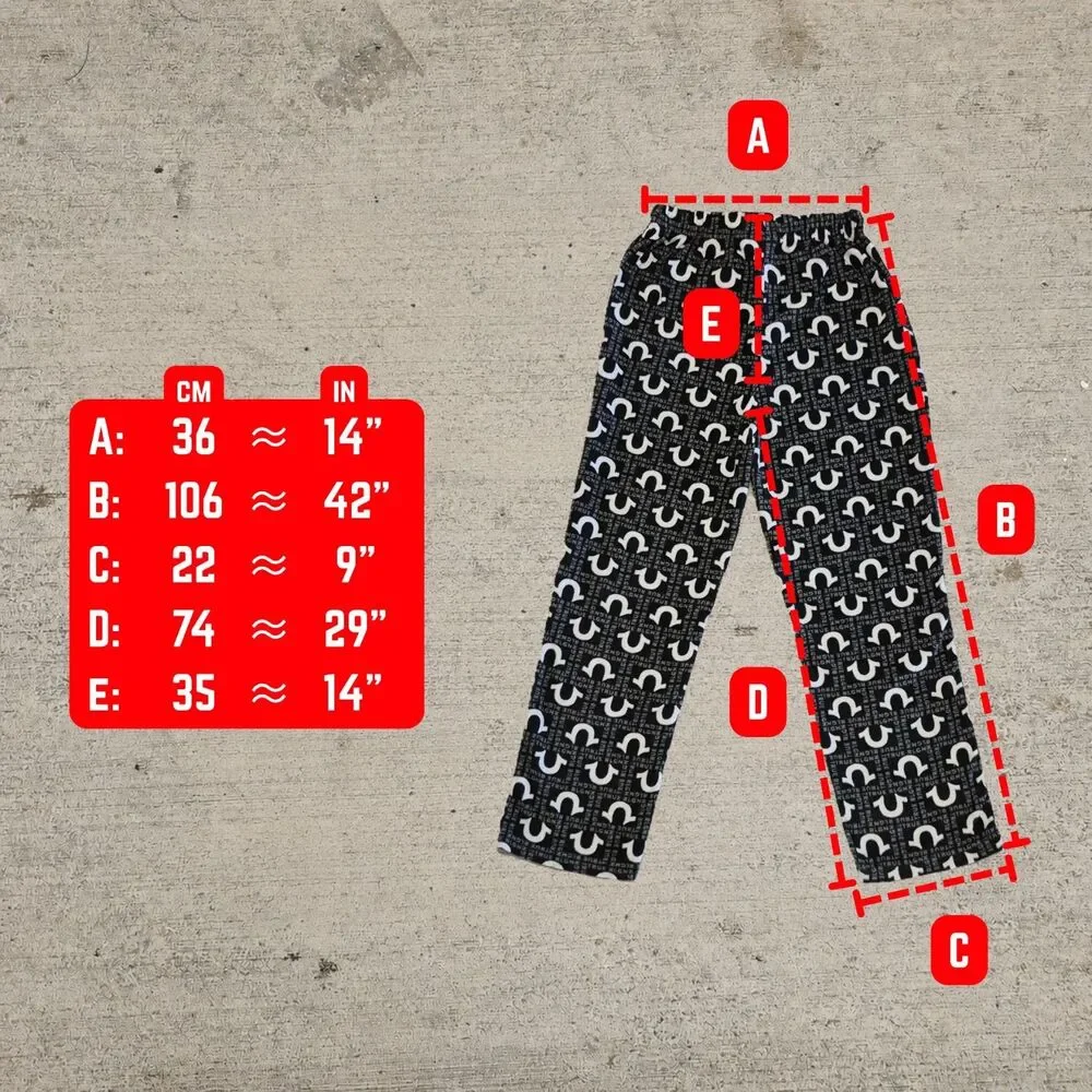 True Religion Black Fleece Pajama Pants Loungewear Men's Large Logo Print